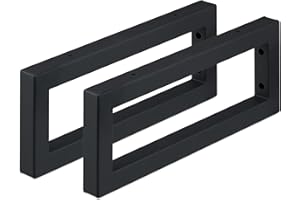 Relaxdays Escuadras Repisa, Set de 2, 40 cm, Soportes Estantes o Lavabo Pared, Acero, Sujeta Baldas Rectangulares, Negro, 100%