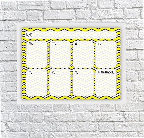 Weekly Planner, Revision timetable, Kids Weekly Calendar, Weekly Schedule, Dry wipe, organiser, Boys, Girls, Yellow and Black