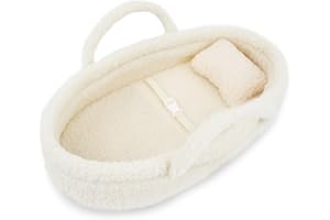 Lullaberry Kuschelige Traum-Puppenwiege – Tragbare Baby-Puppentragetasche – Passend für alle Puppen oder Teddybären bis zu 36 cm – Weiß