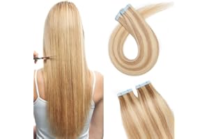 SEGO Extension Adesive Capelli Veri Biadesivo 35cm Tape Biadesive Invisibili Remy Human Hair Naturali 20 Ciocche 40g # Biondo Sabbia balayage Biondo Chiarissimo