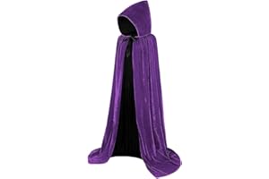 BIGLUFU Halloween Velvet Hooded Cloak Full Length Hooded Cape Halloween Costumes for Vampire Witch Halloween Christmas Cosplay, Hooded Cloak for Women Men and Kids Fancy Dress Costume