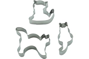 BekkiB Set di 3 formine per biscotti a forma di gatto, per Halloween, animali