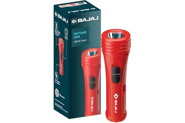 Bajaj Raftaar Mini LED RC Torch Battery Powered 1200Mah Li-Ion Battery Multicolor Pack of 1