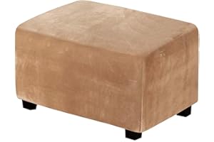 Meigeh Fundas Puff Rectangular Fundas Reposapies Pequeño Estrecho Fundas Otomanas Fundas para Puff marrón