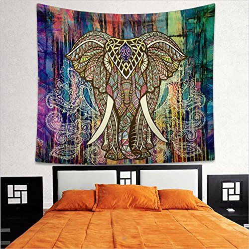 Generic Böhmisch Stil Wandteppich Teppich Yoga Matte Ver. Musster - Bunte Elefanten