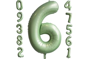 OUSUGA Palloncino Numero 6 Verde Salvia Palloncini Numero 40 Pollici in Lamina di Elio Palloncini Verde Oliva per Feste di Compleanno Anniversario Baby Shower Decorazioni per Feste a Tema Foresta