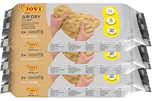 Jovi Air Dry Modelliermasse, gebrauchsfertig, lufttrocknend, auf Basis von Feuchtton, 250 g in sand, 3er Pack