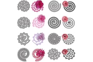 Pilikoll Pack of 8 Flower Stencils Cutting Dies 3D Flower Cutting Dies for DIY Decoration, Scrapbooking, Paper Craft, Photo Paper