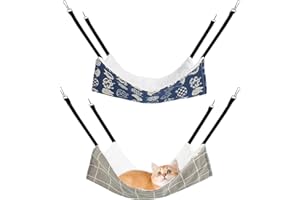BLMHTWO 2PCS Cat Hammock Bed, Reversible Pet Cage Cat Hanging Bed Soft Plush Hanging Hammock for Kitten, Ferret, Rabbit, Chinchilla, Guinea Pig (Gray, Blue)