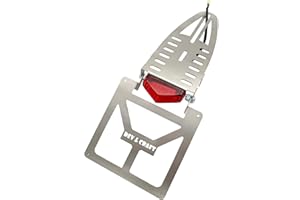 GENERICO Portatarga per KTM TM Husqvarna 125 300 450 Pieghevole Universale Adattaible Moto Enduro Motard con Faretto Rosso