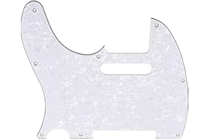 Musiclily 8 Agujeros Tele Pickguard Golpeador para Zurdos Fender American/México Standard Telecaster Estilo Moderno, 4 capas White Pearl
