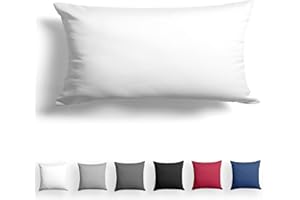 ‎ALREYA Alreya Mako Satin Kissenbezug 40 x 80 cm - 100% Baumwolle mit YKK Reißverschluss, Superweicher Kopfkissenbezug 40x80, Kissenhülle, OEKO-TEX® Standard Zertifiziert, Weiß, nur Kissenbezug