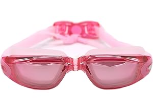 Hersvin Gafas de Natación Anti-UV Antivaho con Puente Nasal Extraíble, Tapones para Los Oídos Siameses para Adultos Hombres Mujeres Niños