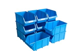 hünersdorff Set 12 tiroirs de rangement empilables, Boîtes de rangement, Rangement d'outils, haute stabilité dimensionnelle et capacité de charge, en polypropylène (PP), taille 4, bleu