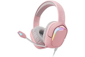 Black Shark Cuffie da gioco per PC, PS4, PS5, Xbox, Switch, Cuffie da Gioco con Microfono Flessibile Ultra Chiaro, Driver Dinamici da 50 mm, Cuscinetti Acustici, Comandi in Linea (Rosa)