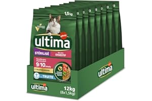 Ultima Croquettes pour Chat Stérilisé Sensible avec de la Truite - Pack 8 x 1,5kg