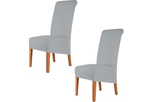 CMAKER High Back Chair Covers Stretch Spandex Fabric Chair Slipcover Seat Cover for Home Washable Removable Parsons Chair Protector Dining Room Kitchen Hotel,Set of 2,Smoky Gray