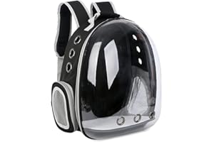 Dihope Zaino Porta Gatti,Trasparente Zaino per Cane Piccola Traspirante Portatile Pet Carrier per Viaggi Escursioni A Piedi Campeggio(Nero)
