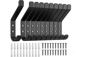 Josmimic Garderobenhaken 10-Stück, Kleiderhaken Schwarz zum Schrauben, Wandhaken für Akustikpaneele, Wandpaneele, Schlafzimmer, Wohnzimmer, Badezimmer, für Garderobe, Jacken, Metall 10CM