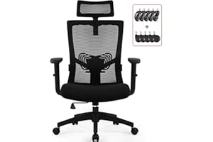 ‎DACCORMAX Daccormax Bürostuhl Ergonomisch, Schreibtischstuhl mit Verstellbarer Kopfstütze, Armlehnen, Lendenwirbelstütze, Drehstuhl Wippfunktion, Chefsessel aus Mesh,Rückenschonend, Bürostuhl 150kg
