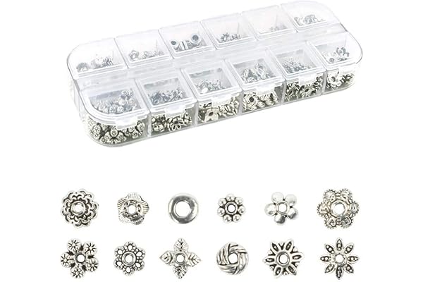 Srup 360 st silverpärlor i metall, tibetanskt legeringshuvud, antika silverdistanspärlor för smyckestillverkning halsband