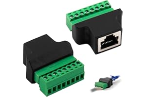 SRLWMYI Adaptador de terminales de tornillo RJ45 CCTV DVR Ethernet Conector RJ45 hembra Jack a tornillo de 8 pines 2 piezas Compatible con redes Cat 7 6 5 5e Fácil instalación Conexión fiable