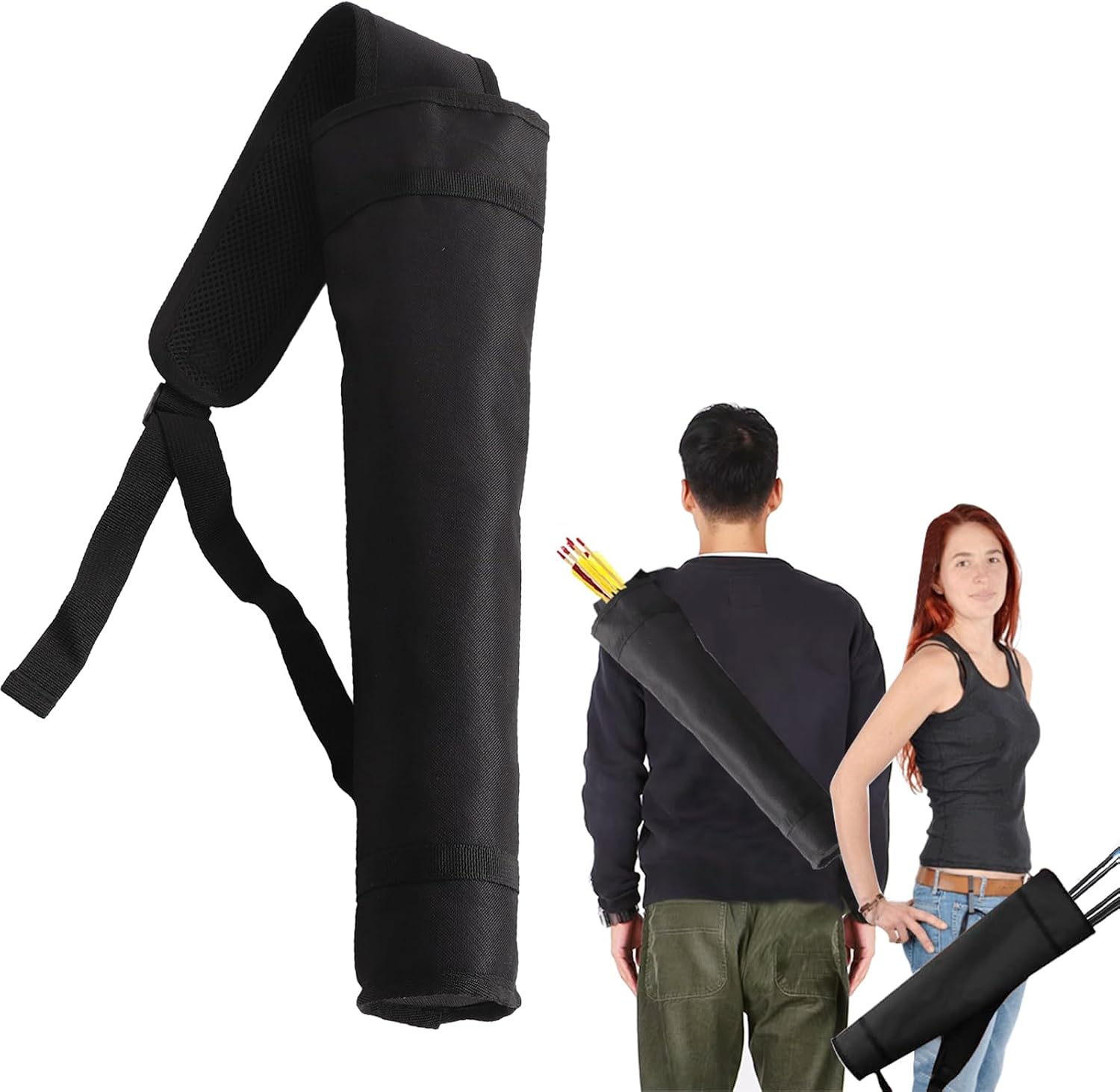 BOROCO Carcaj de Flecha Portátil Correa de Hombro Ajustable Bolsa de Flechas Carcaj de Tiro con Arco para Práctica de Tiro de Caza (Negro)