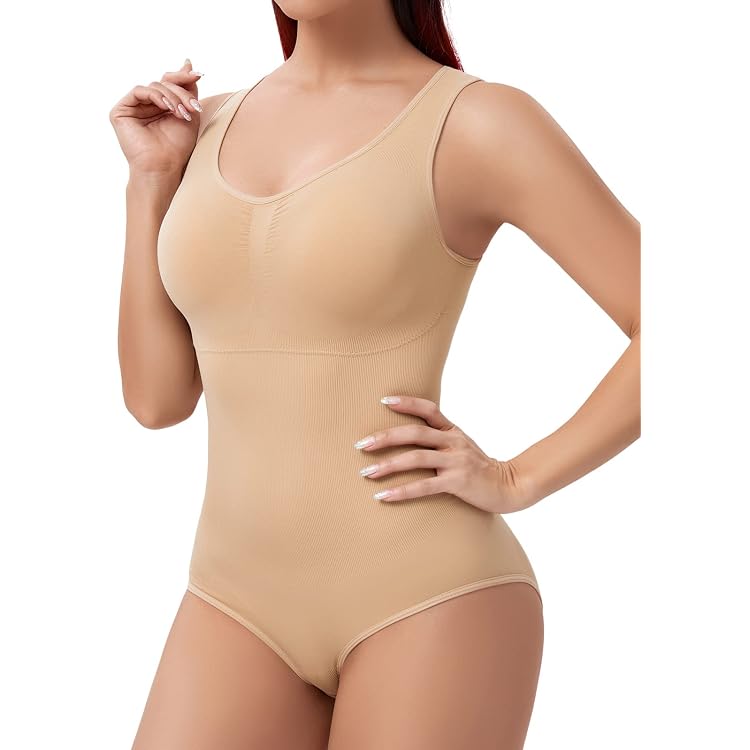 Body Gainant Femme 2XK-NOV – Contrôle Léger, Taille Haute, Col Carré, Tissu épais (90% Polyamide, 10% élasthanne) – Pour Ventre Plat, Printemps/automne