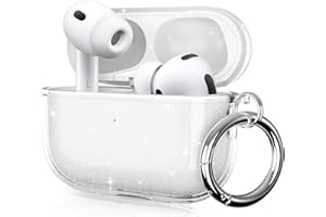 ULAK für AirPods Pro 3 Hülle, Durchsichtig Stoßfest Hülle Dünn Schutzhülle mit Karabiner Transparent Ladecase für Apple AirPods Pro 3 2025 - Glitzer