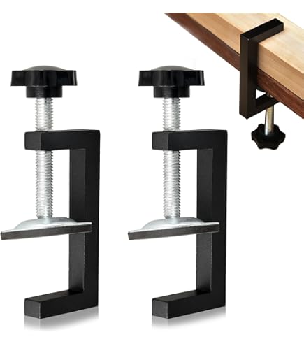 Tafel C-Klem Aluminium Zwart 2,4 Inch 61 Mm Bureautafelmontageklem met Verstelbare Beugel Robuuste Klem voor Kantoorlampen, Microfoonstatieven, Studio's