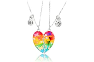 FSYXK 2 piezas Amistad Colgante Collar Conjunto Mejores Amigos Collar BFF Collar Corazón Púrpura Amistad Collar para Niñas Regalo de Cumpleaños para Mejores Amigos