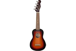Fender California Coast Venice Ukulele Soprano, Sunburst a 2 Colori, Tastiera in Noce, Manico Slim C, Ponte Senza Nodi, Paletta Tele a 4-in-Linea