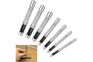 TESSTSY Punzoni per Cuoio, 7 Pezzi Rotondo Punzone Cavo in Acciaio Set, 5mm-11mm Fustelle per Cuoio, Affilato Punzone in Pelle, Punzoni per Bucare Cuoio, per Gomma Cartone Plastica Artigianato Tessuto