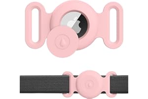 Wanme Funda de Silicona Apple Airtag, AirTag Perros Funda Collar, Protector de Collar para Gatos Airtag, Funda Protectora Impermeable Antipérdida para Collar Rastreador de Mascotas GPS, Rosa