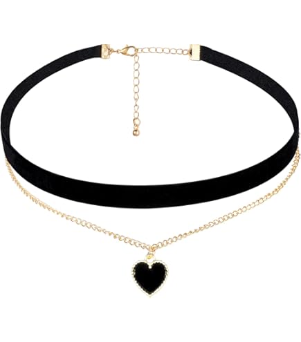 JIHUOO PU-Leder Halsband Set - Gothic Romantic Mit Herzanhänger, 3-teilig