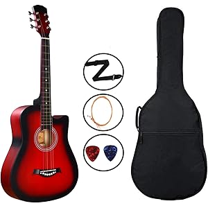 BLUEBERRY B-38C, Acoustic Guitar Kit with Bag, Strap, One Pack Strings And 2 Picks - 38 Inch (Redburst)