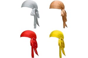 CINY Silky Satin Durag, Light Weight Breathable Head Wrap Durag Long Tail Beanies Cap Unisex Durags for Men & Women Bandana Silk Sleep Cap Silk Pirate Hat Bonnet Straps Headwraps
