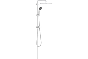 GROHE Colonne de douche avec inverseur manuel Vitalio Start 250, 50% d'économie d'eau et d'énergie, tête de douche 250mm, barre orientable, douchette 1 jet, chromé, 26698000, import Allemagne