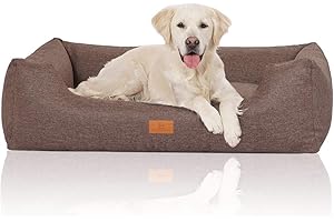 Knuffelwuff Legowisko dla psa, koszyczek dla psa, sofa dla psa, poduszka dla psa, z pokrowcem Lotte, nadaje się do prania, XXL 120 x 85cm, szaro-brązowy