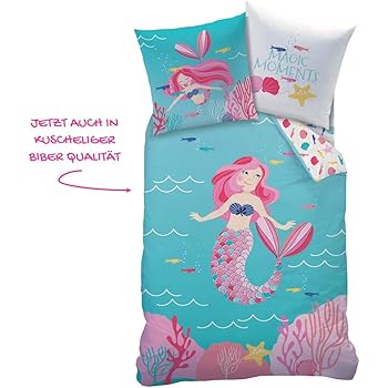 Homewish Meerjungfrau Bettbezug 135x200cm | Unterwasser Design Für Mädchenzimmer & Kinderzimmer