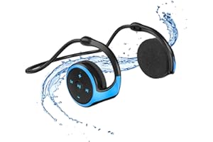 Mokeum Cuffie sportive senza fili Bluetooth 5.0, con archetto intorno alla testa, leggere, pieghevoli, senza fili, a prova di sudore, per palestra/yoga/viaggi (blu)