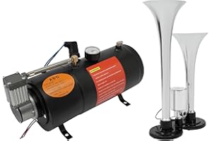 LUNICASHA 12v Kompressor Luftkompressor mit Tank 150PSI psi Arbeitsdruck Kompressor mit Drucklufthorn Integriertes Luftkompressorsystem für Zug-Lufthupen, Aufpumpen von Reifen, LKWs, SUVs usw