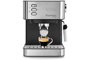 Solac - Cafetera Espresso INOX 2en1 20 Bar | Sistema Doble Salida y Super Crema | Bandeja Calientatazas | Vaporizador Orientable |1.2L| Apto Cápsulas y Café Molido | Apagado automático
