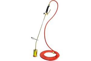 SELLNET Gasbrenner Unkrautbrenner 58 KW + 5 Meter Schlauch + Adapter + Ständer Dachbrenner Unkrautvernichtung, Anzünder, Bitumenbahnen Brenner Abflammgerät für Unkraut SN0283