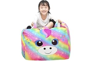 Basumee Einhorn Sitzsack Kinder Kuscheltier Aufbewahrungstasche Stofftier Aufbewahrung Tasche, Nur Tasche, Kein Füller
