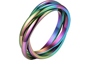 FOCALOOK Damen Drei Ringe Ineinander Wickelringe Dreierringe Edelstahl Ring Freundschaftsring russischer Ehering Verlobungsring Ring Schmuck für Hochzeit Geburtstag Ringumfang 47mm bis 67mm