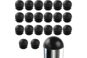 Runda ändpluggar i plast, 20 st ändlock för stolben, rörinsatser, golvskydd för bord, sängar, stolar (svart 25 mm)