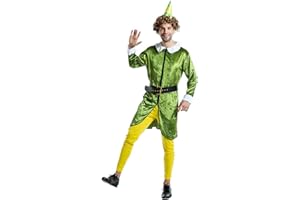 EraSpooky Men Santa Elf Costumes Adult Christmas Claus Suit