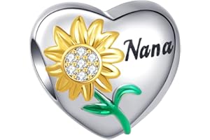 SBI Jewelry Sunflower Heart Charm Compatible Pandora Charm Bracelet You are My Sunshine Silver Bead Family Women Girls Christmas Birthday