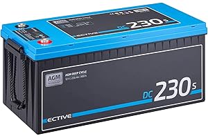 ‎ECTIVE ECTIVE - AGM DC230S 12V 230Ah - Deep Cycle Versorgungsbatterie mit LCD-Anzeige wartungsfrei - VRLA Aufbaubatterie für Boote, Van, Wohnmobil, Camper